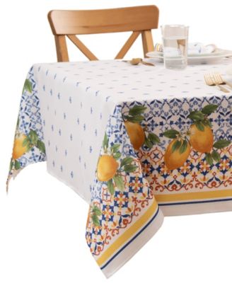Capri Lemon Double Border Tablecloth 60" x 120"