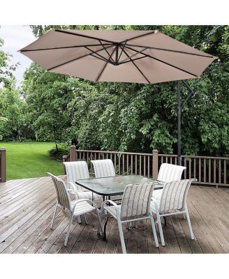 10' Hanging Umbrella Patio Sun Shade Offset Outdoor Market W/t Cross Base