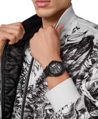 Men's Automatic Skeleton Spectre Black Ion-Plated Bracelet Watch 42mm