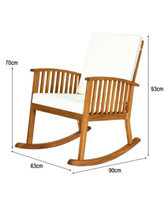 Acacia Wood Rocking Chair Patio Garden Lawn W/ Cushion