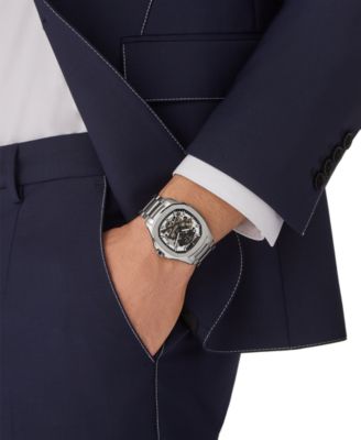 Men's Automatic Skeleton Spectre Stainless Steel Bracelet Watch 42mm