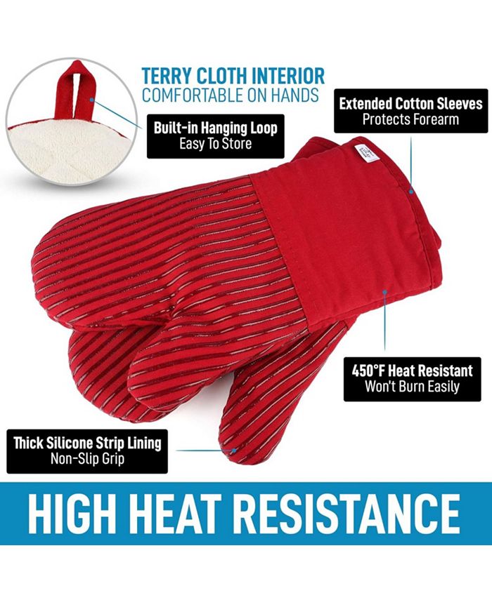 Zulay Kitchen Heat Resistant Thick Cotton Oven Mitts with NonSlip