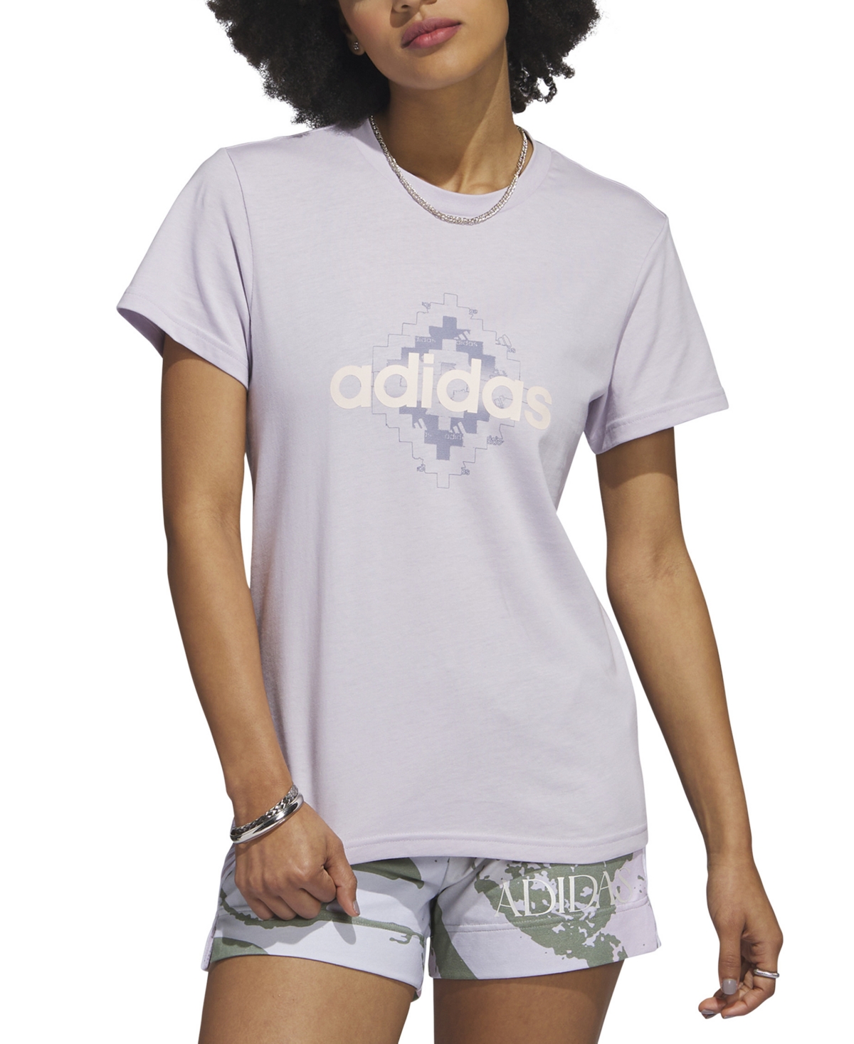 Adidas Originals Women's Cotton Crewneck Short-sleeve Logo Tee In Purple