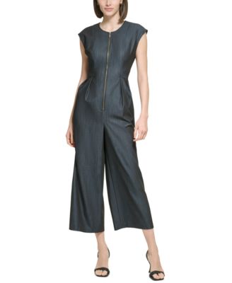 Calvin Klein - Women's Zip-Front Cap-Sleeve Jumpsuit
