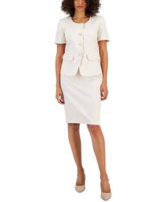 Kasper Womens Linen Blend Mini Pencil Skirt In White