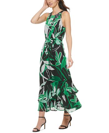 Calvin Klein Women's Printed Halter Maxi Dress - Macy's