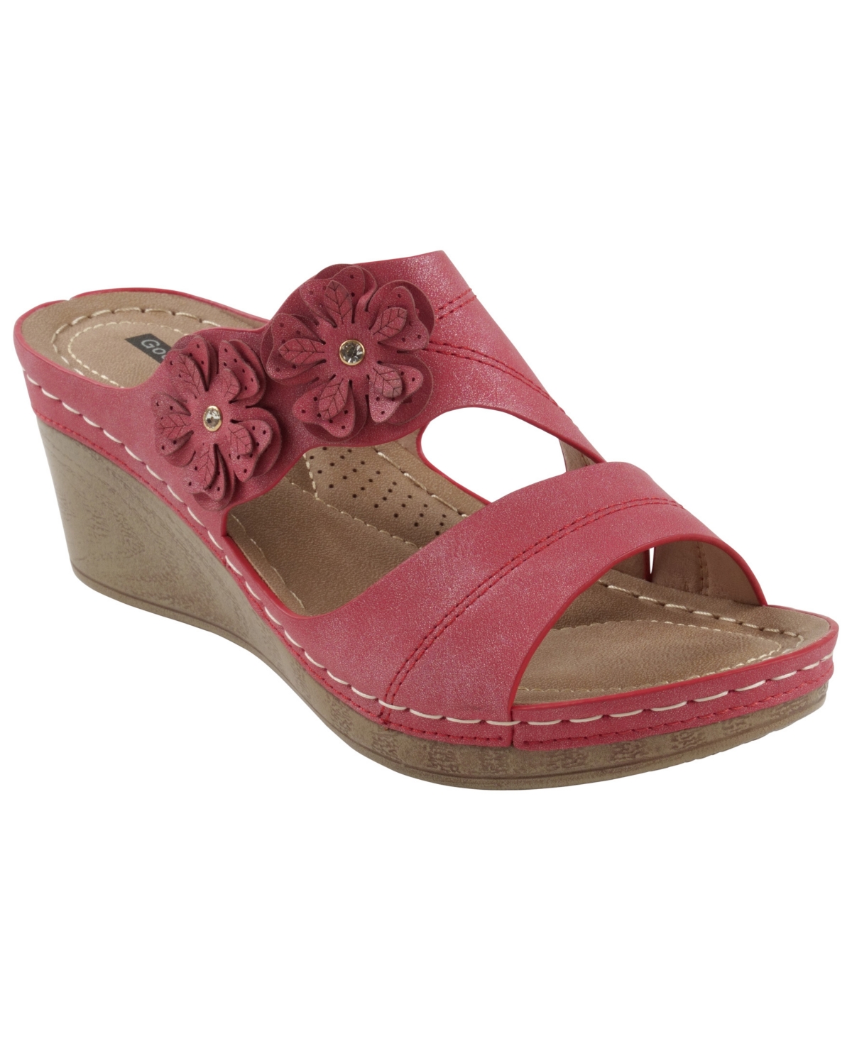 Gc Shoes Women's Rita Flower Wedge Sandals In Red