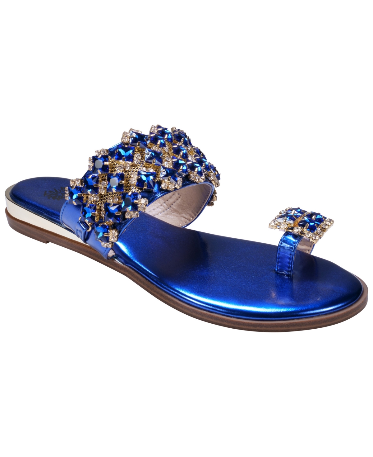 Gc Shoes Women's Nadin Rhinestone Flat Sandals In Royal Blue