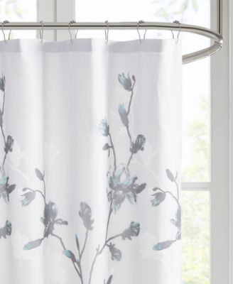 Magnolia Floral Printed Burnout Shower Curtain, 72" x 72"