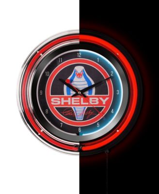 Shelby Retro Round Neon Wall Analog Clock with Pull Chain, 14.5"