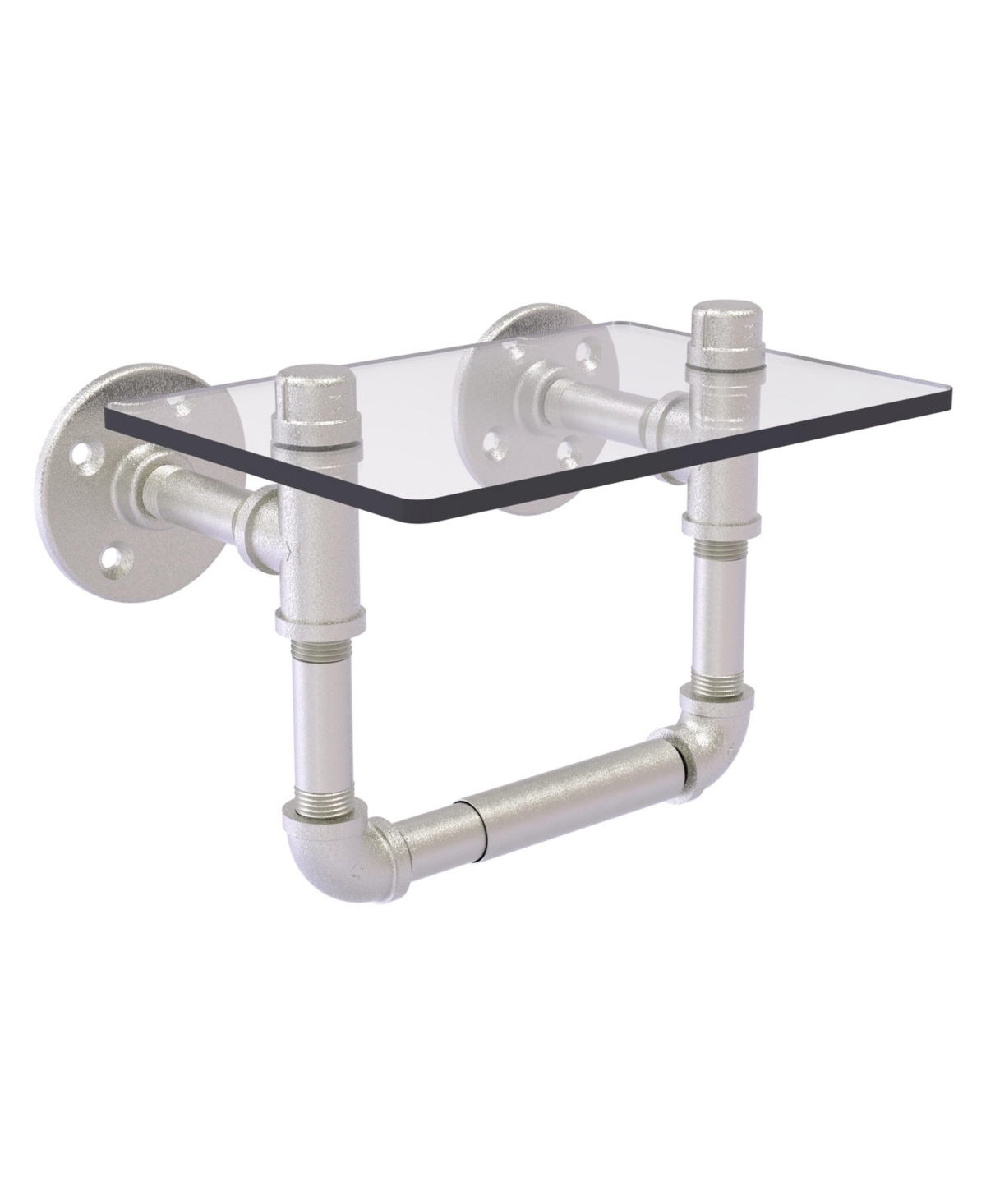 Allied Brass Pipeline Collection Toilet Tissue Holder With Glass Shelf In Metallic