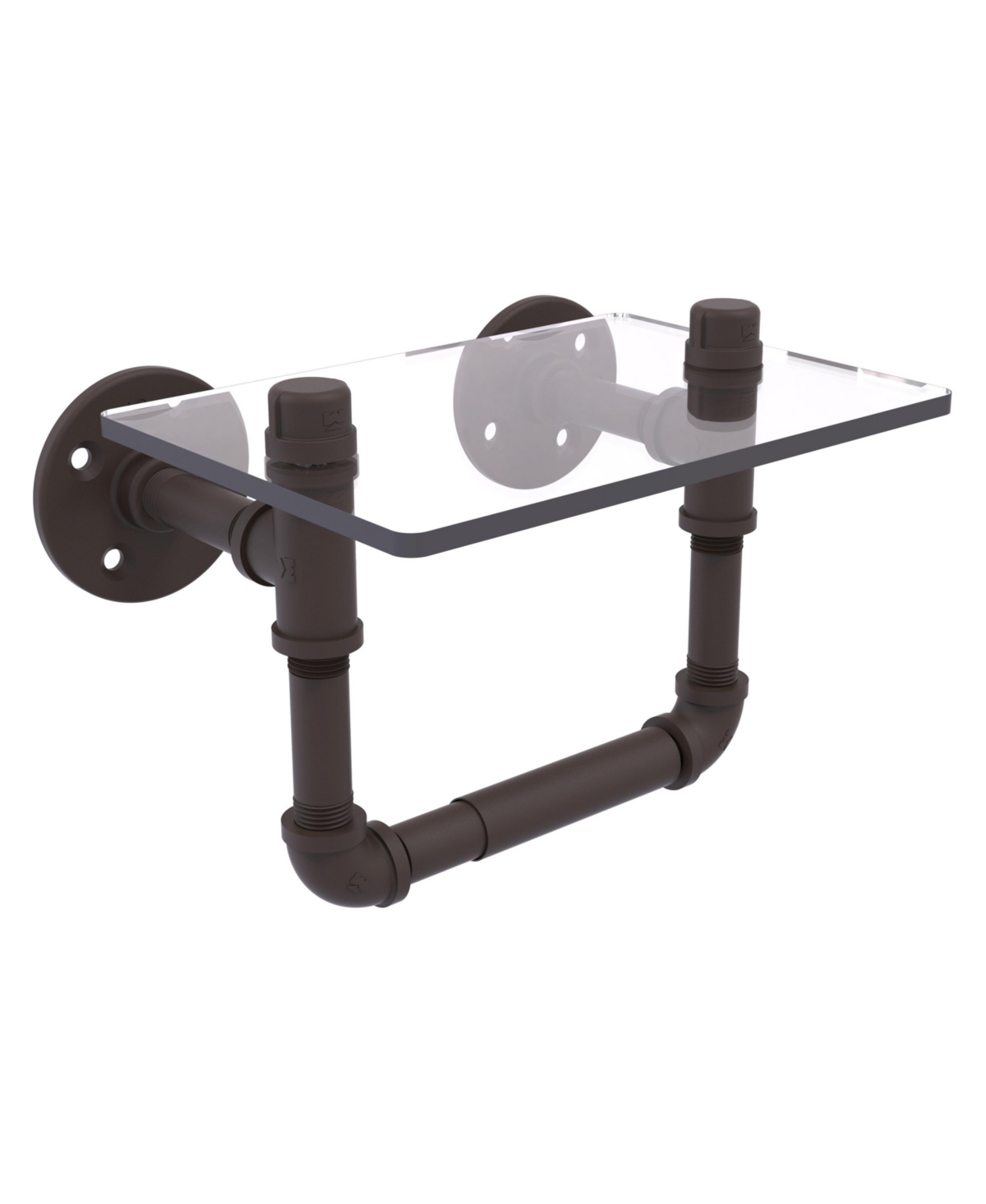 Allied Brass Pipeline Collection Toilet Tissue Holder With Glass Shelf In Oil Rubbed Bronze