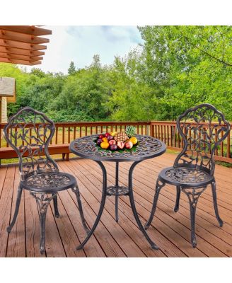 Outdoor Patio Furniture leaf Design Cast Aluminum Bistro Set Antique Copper