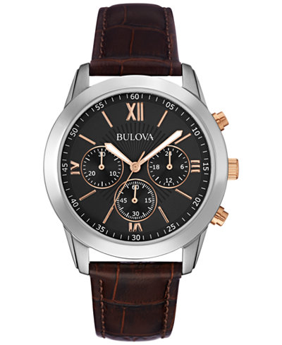 Bulova Men's Chronograph Brown Leather Strap Watch 40mm 98A142, a Macy's Exclusive Style