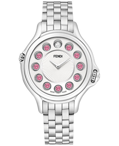 Fendi Timepieces Women's Swiss Crazy Carats Diamond Accent and Multi-Stone Accent Stainless Steel Bracelet Watch 38mm F107034000T05