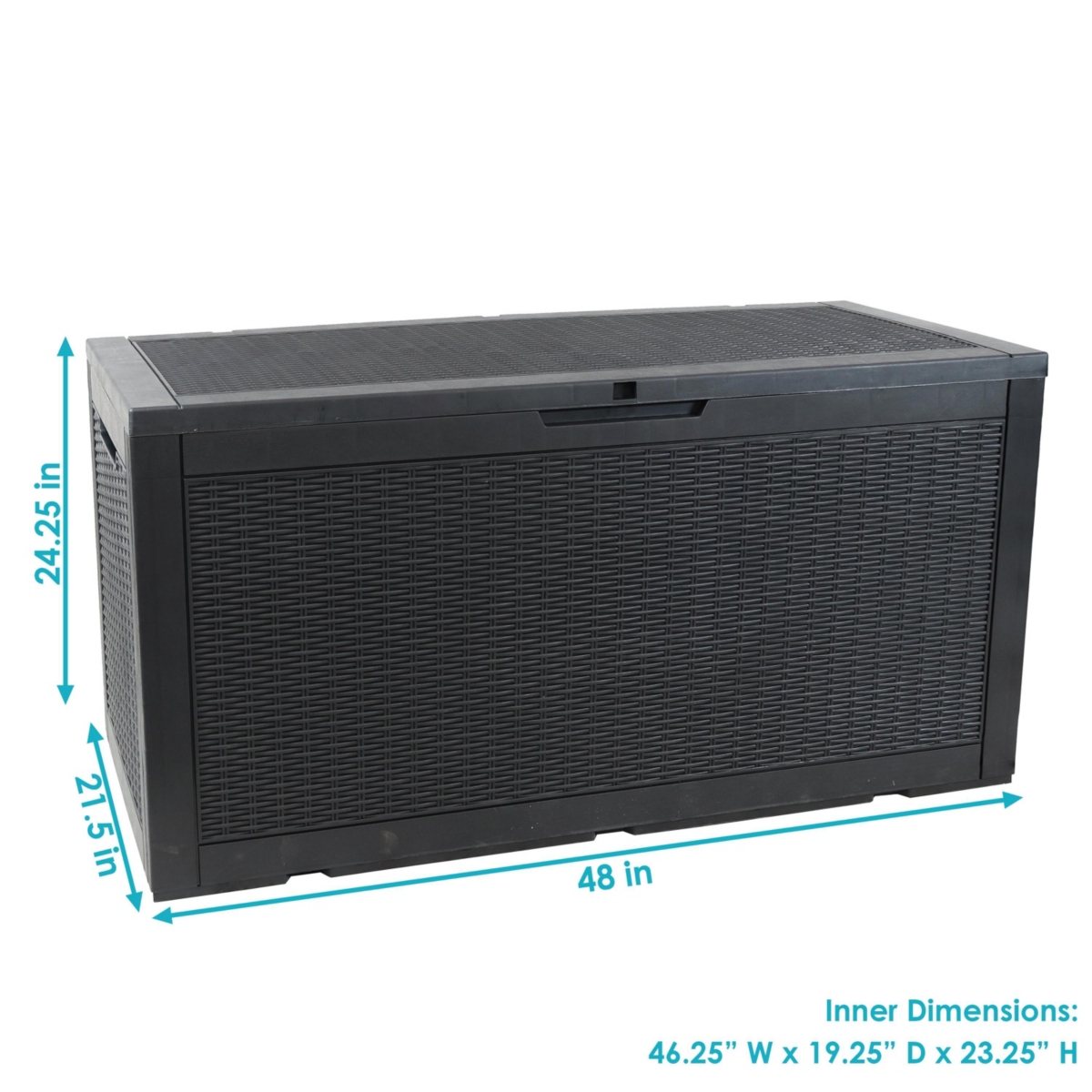 Sunnydaze Decor gal Faux Rattan Patio Storage Box with Handles - Phantom Gray