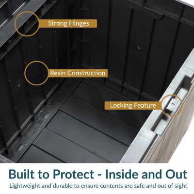 Lockable Outdoor Small Deck Box with Storage and Side Handles - 32-Gal.