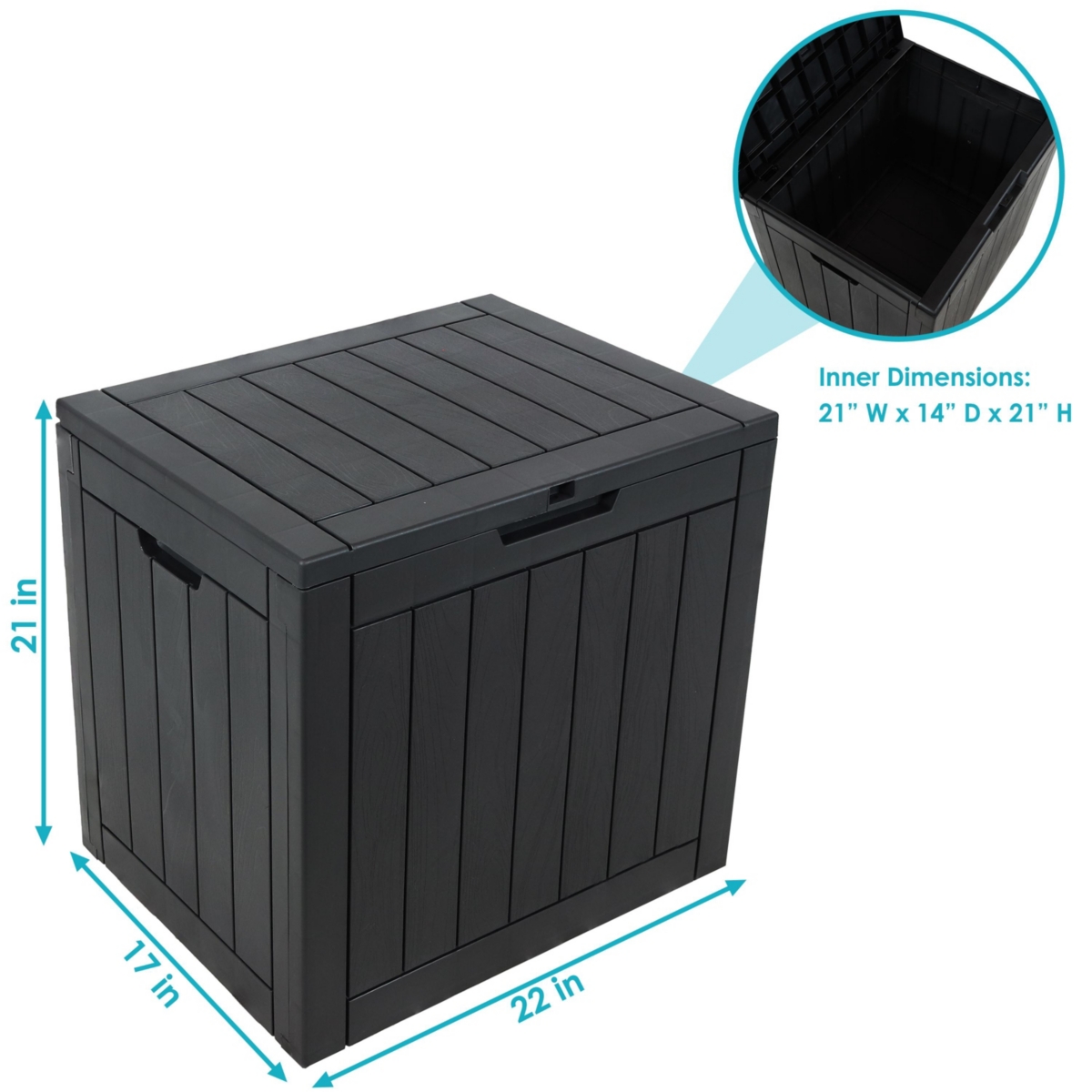 Sunnydaze Decor gal Faux Wood Plastic Outdoor Storage Box - Phantom Gray