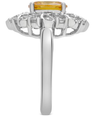 Citrine (1-5/8 ct. t.w.) & Lab-Grown White Sapphire (1-1/8 ct. t.w.) Looped Halo Ring in Sterling Silver
