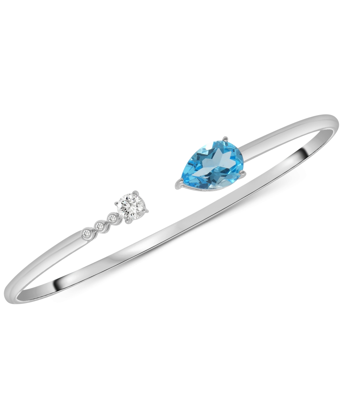 Macy's Sky Blue Topaz (2-3/4 Ct. T.w.) & Lab-grown White Sapphire (3/8 Ct. T.w.) Cuff Bangle Bracelet In St