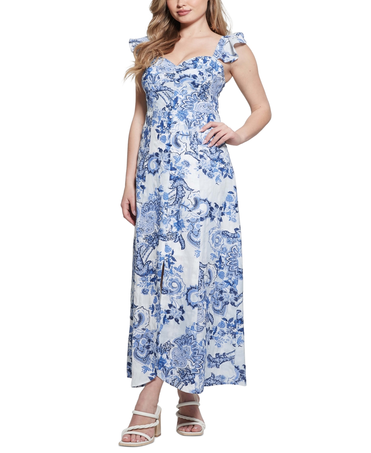 Guess Women's Sleeveless Eco Rose Maxi Dress In Blue Collectibles | ModeSens