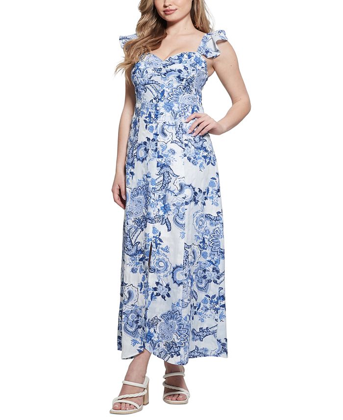 GUESS Women's Sleeveless Eco Rose Maxi Dress - Macy's