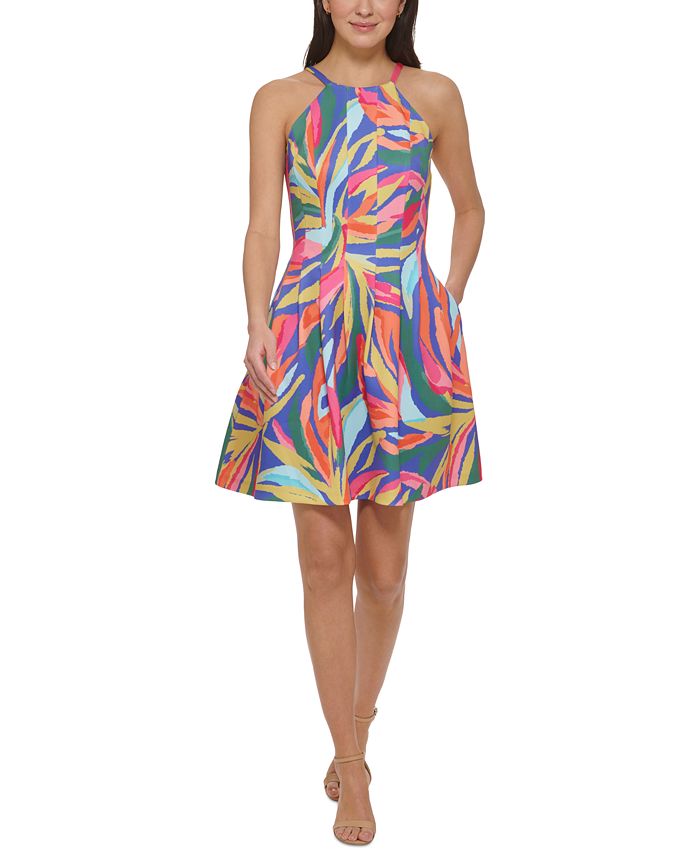 Vince Camuto Petite Printed Scuba Sleeveless Dress - Macy's
