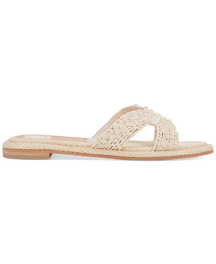 Dolce Vita Women's Atomic Pearl Raffia Slide Flat Sandals - Macy's