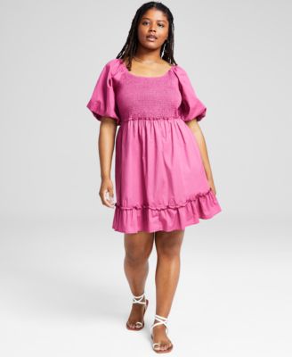 And Now This Trendy Plus Size Smocked Balloon-Sleeve Dress - Macy 