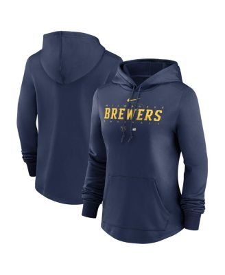 Women's Navy Milwaukee Brewers Authentic Collection Pregame Performance Pullover Hoodie