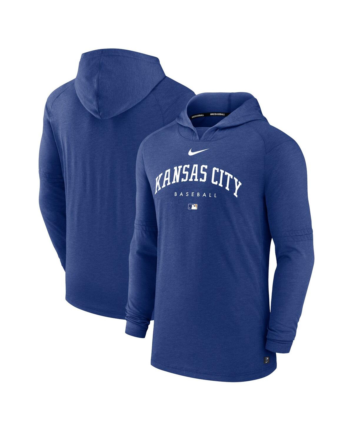 Men's NikeKansas City Royals Authentic Collection Early Work Tri-Blend Performance Pullover Hoodie - Heather Royal