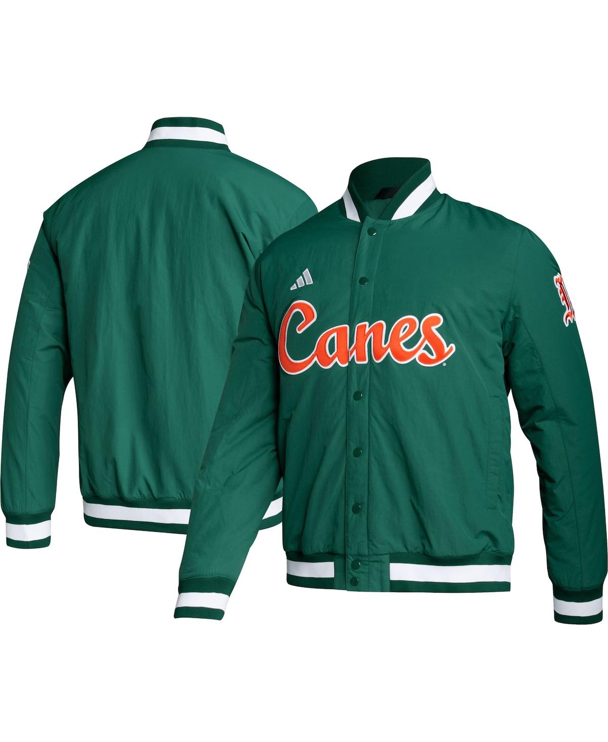 Shop Adidas Originals Men's Adidas Green Miami Hurricanes Baseball Coaches Full-snap Jacket