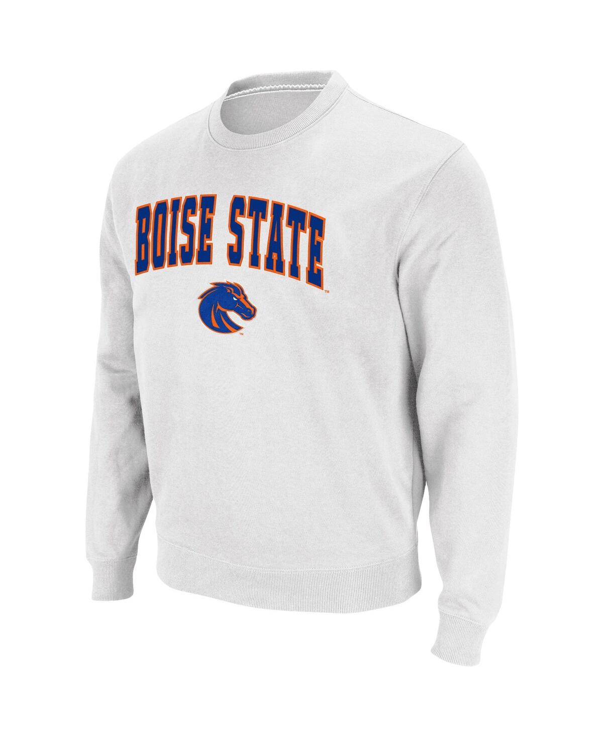 Shop Colosseum Men's  White Boise State Broncos Arch And Logo Tackle Twill Pullover Sweatshirt