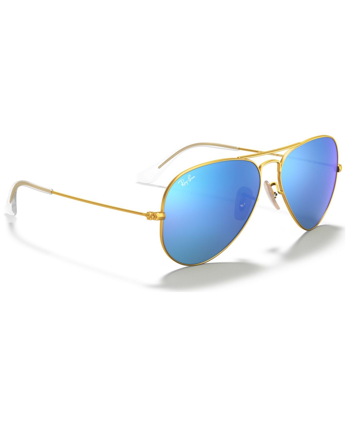 Женские солнцезащитные очки Ray-Ban Sunglasses, RB3025 Aviator Mirror, цвет: Золотой / Синий — фото 4