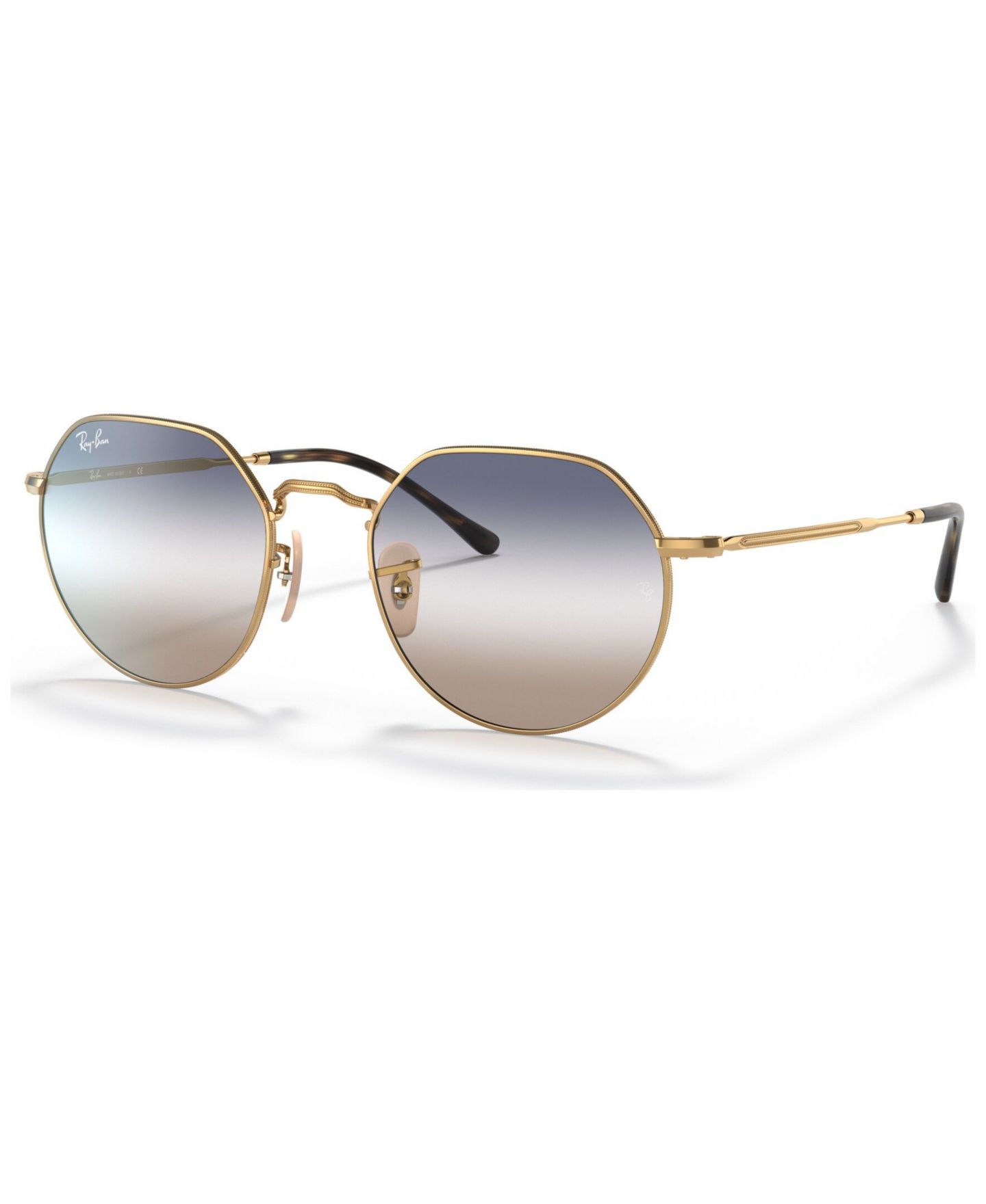 Солнцезащитные очки Ray-Ban Unisex Geometric Metal Sunglasses, RB3565 Jack, цвет: Прозрачный градиентный синий — фото 1