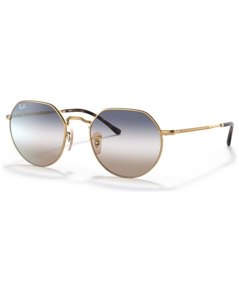 Солнцезащитные очки Ray-Ban Unisex Geometric Metal Sunglasses, RB3565 Jack, цвет: Прозрачный градиентный синий