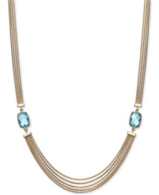 Macy's - Swiss Blue Topaz Multi-Strand 18" Collar Necklace (10 ct. t.w.) in 14k Gold