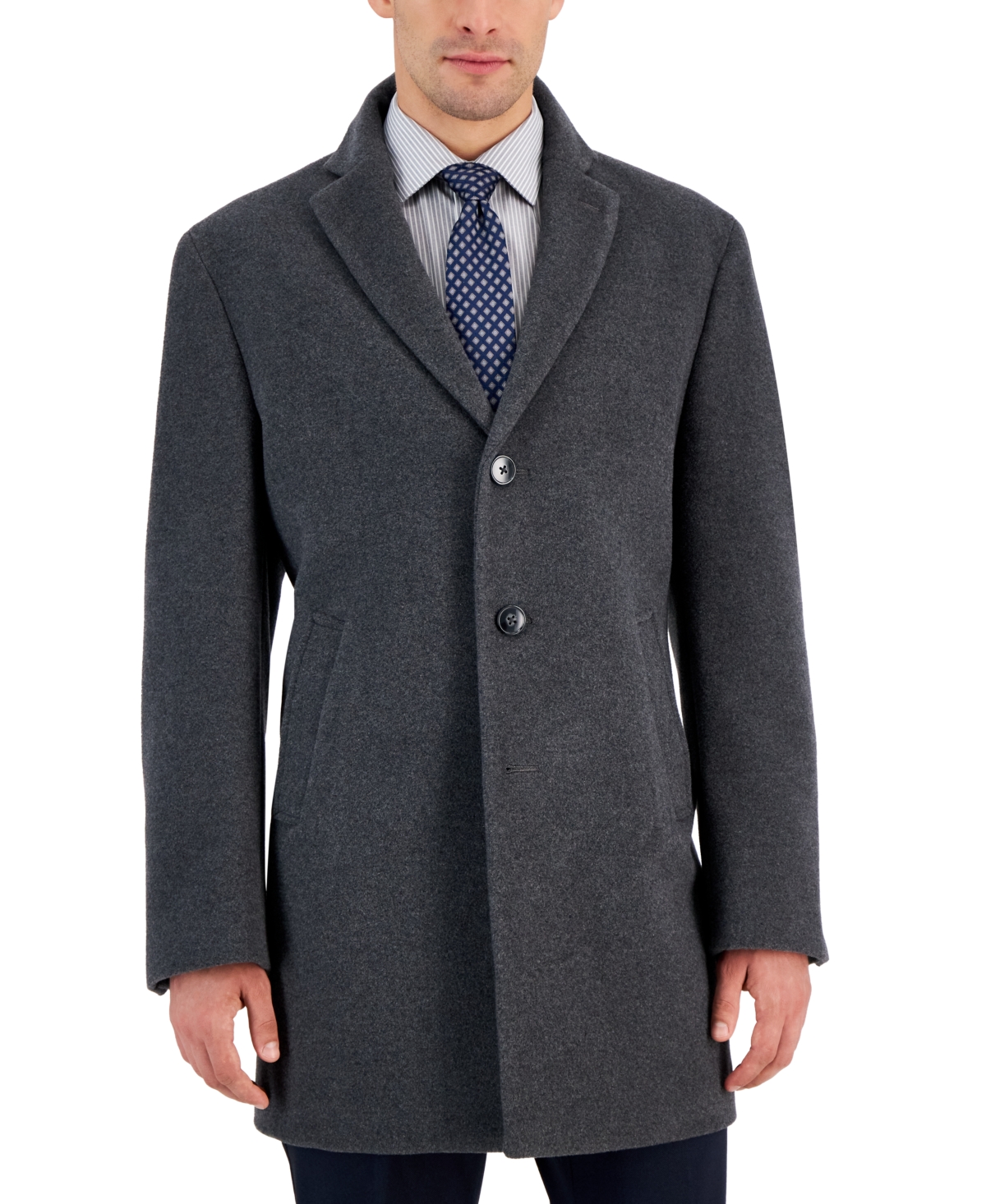 Calvin Klein Men s Prosper Wool blend X fit Overcoat In Light