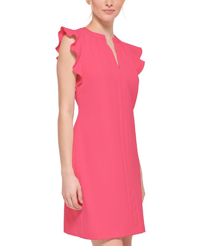 Vince camuto ruffle store neck shift dress