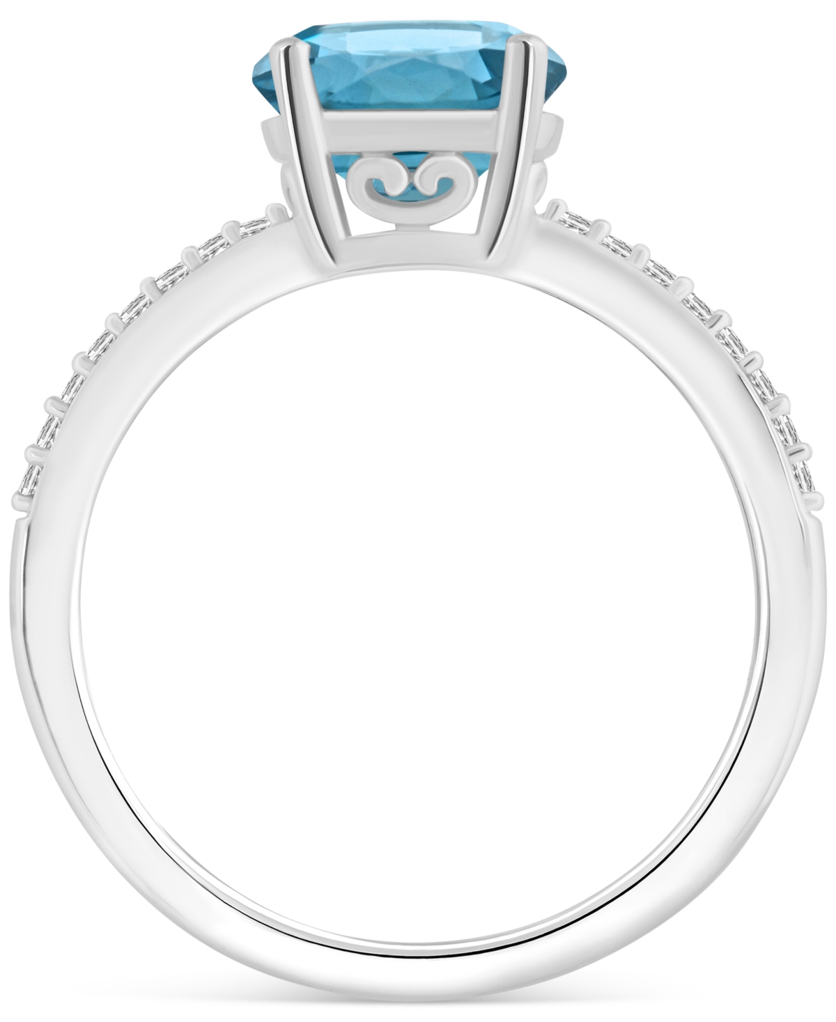 Macy's(2-2/5 ct. t.w.) and Diamond (1/10 ct. t.w.) Ring in Sterling Silver - London Blue Topaz
