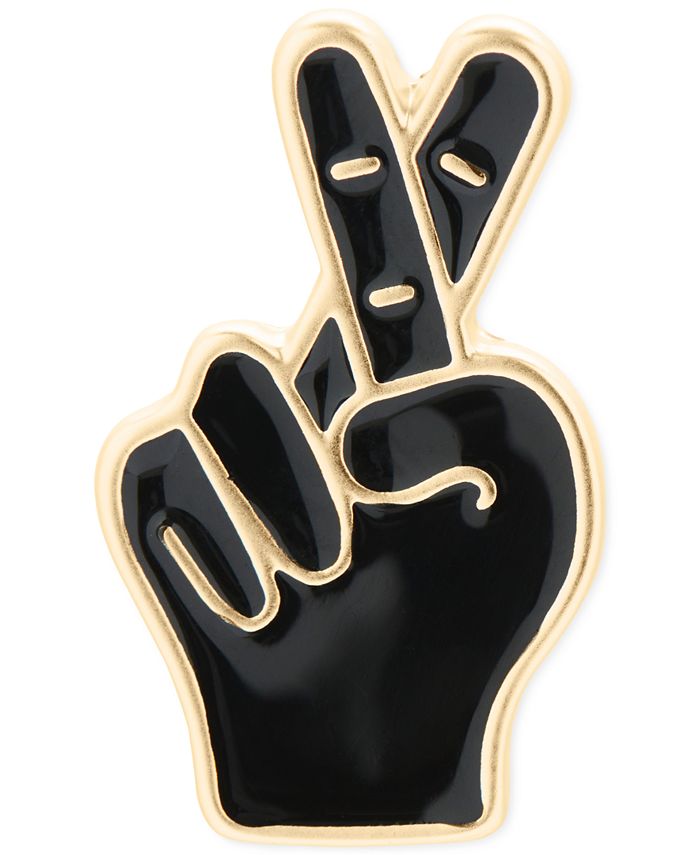 Lucky Brand GoldTone & Jet Color Crossed Fingers Pin Macy's