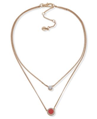 DKNY - Gold-Tone Crystal & Color Inlay Layered Pendant Necklace, 16" + 3" extender