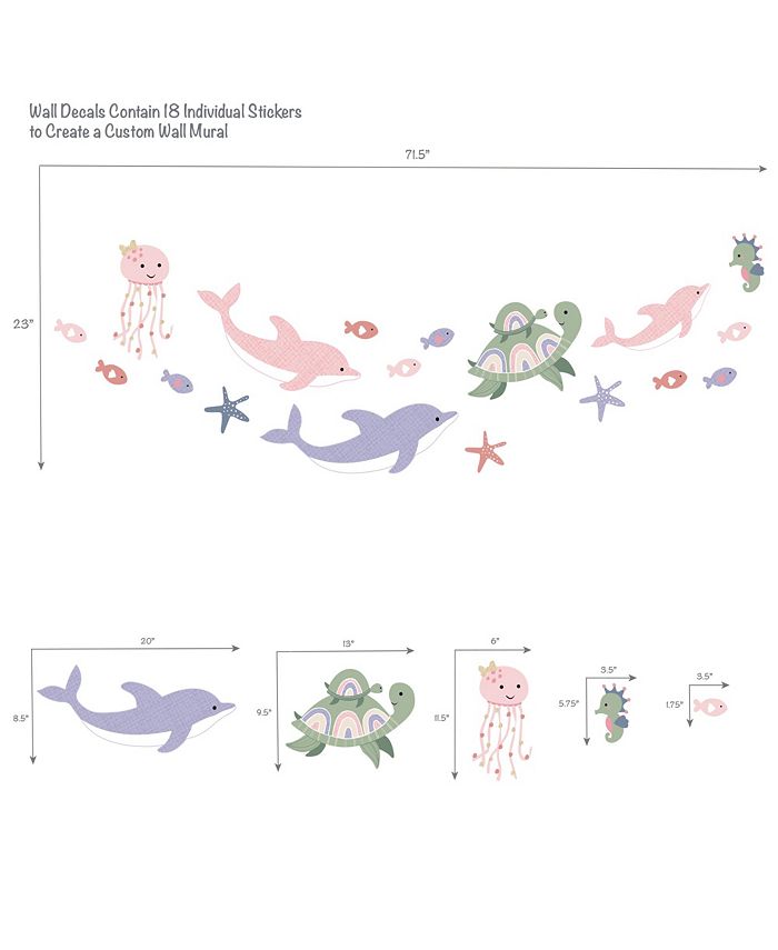 Lambs & Ivy Sea Dreams Dolphins/Turtles/Fish Underwater/Nautical Wall