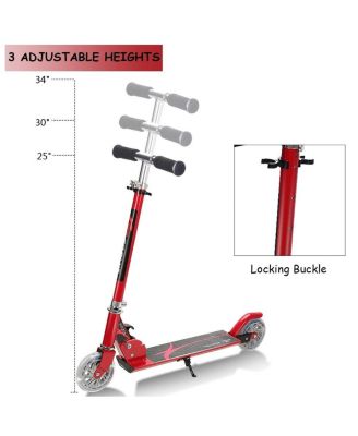 Folding Aluminum 2 Wheel Kids Kick Scooter Adjustable Height LED Light Up