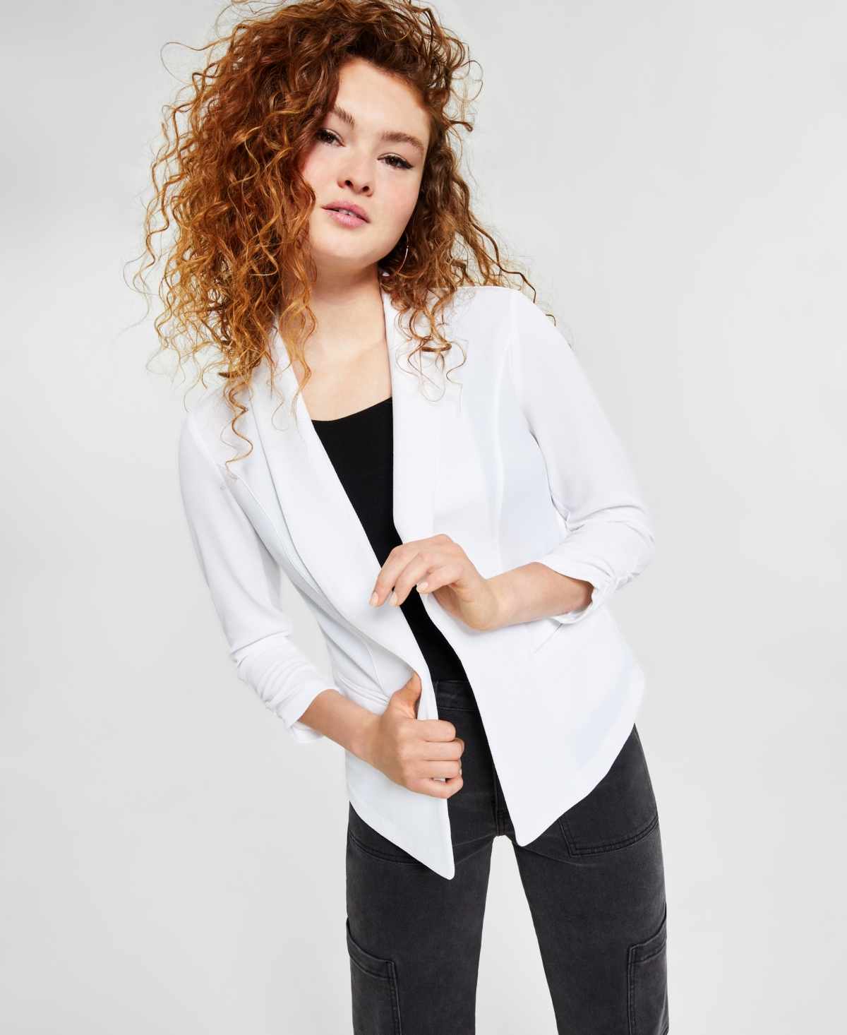 Bar Iii Womens Collar Casual Cardigan Sweater In Bright White