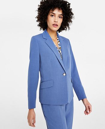 Kasper Women's Solid One-Button Notched-Collar Slit-Cuff Blazer - Macy's
