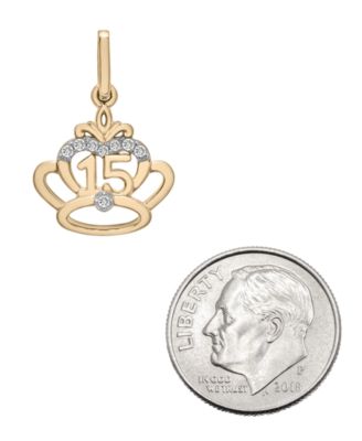 Diamond Quinceanera Charm Pendant (1/20 ct. t.w.) in 10k Gold, Created for Macy's