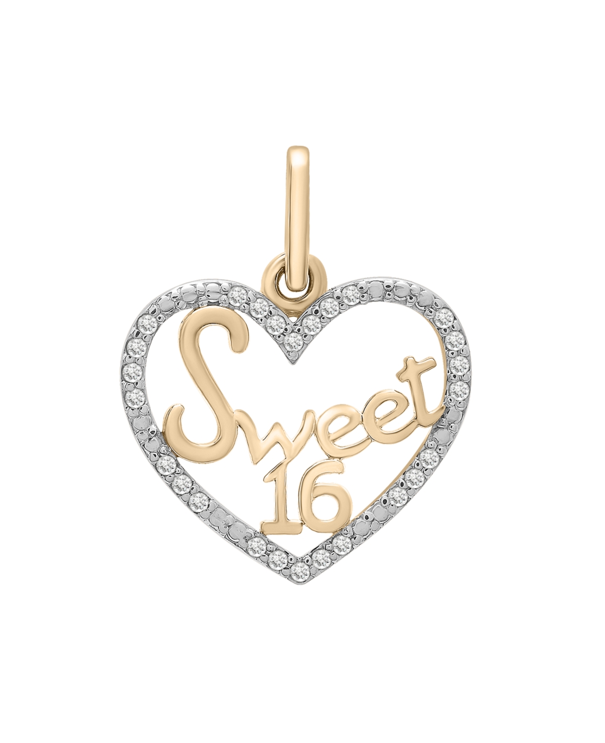 Wrapped Diamond Sweet 16 Heart Charm Pendant (1/20 Ct. T.w.) In 10k Gold, Created For Macy's In Yellow Gold