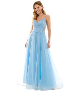 Say Yes to the Prom Juniors Embroidered Applique Gown Created for Macy s Macy s