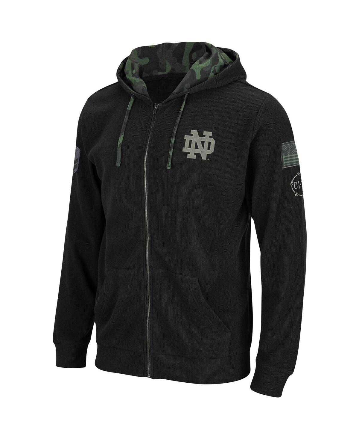 Men's ColosseumNotre Dame Fighting Irish Oht Military-Inspired Appreciation Waffle Full-Zip Hoodie - Black